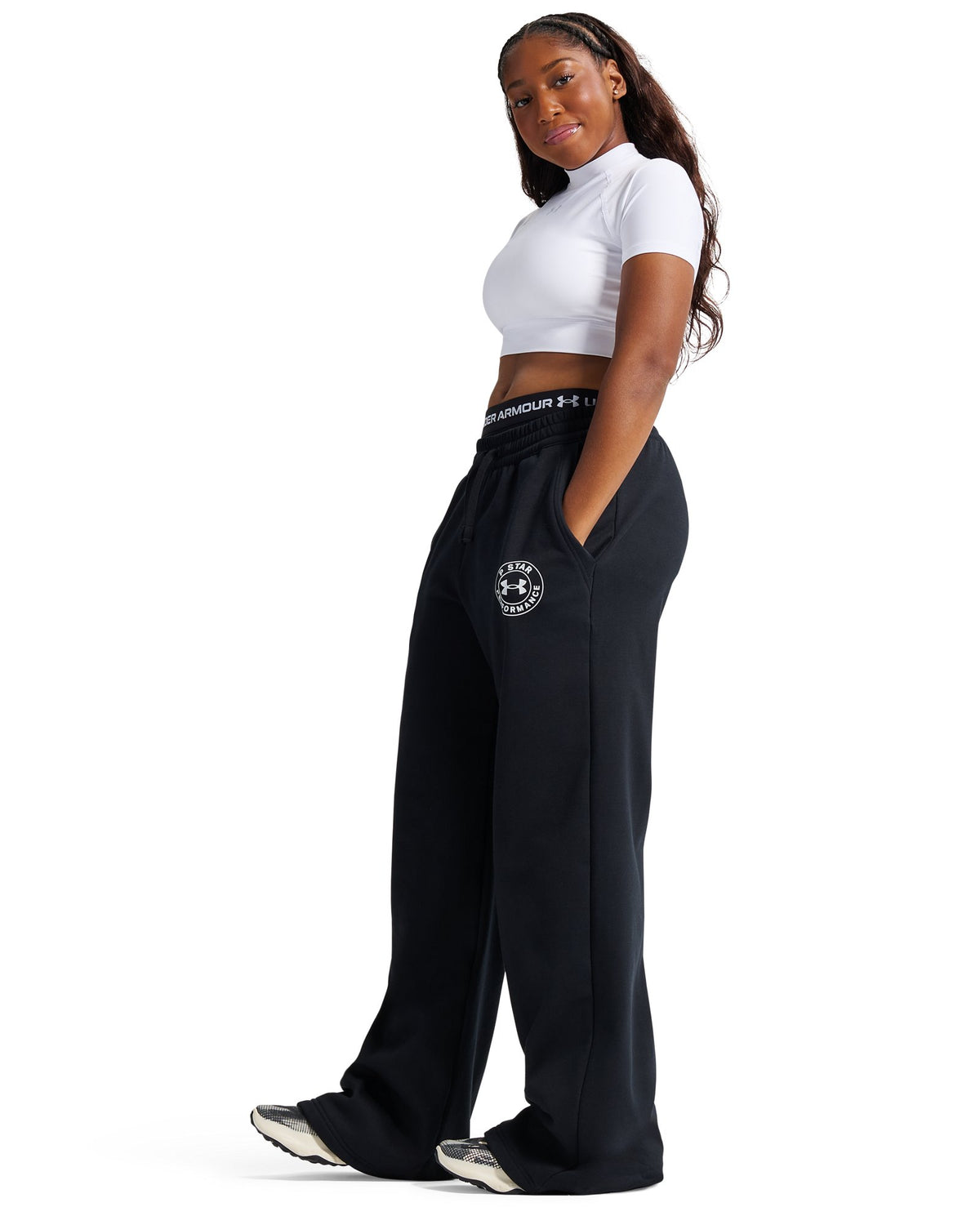UA x P-Star Performance Fleece Unisex Wide Leg Pants - Black