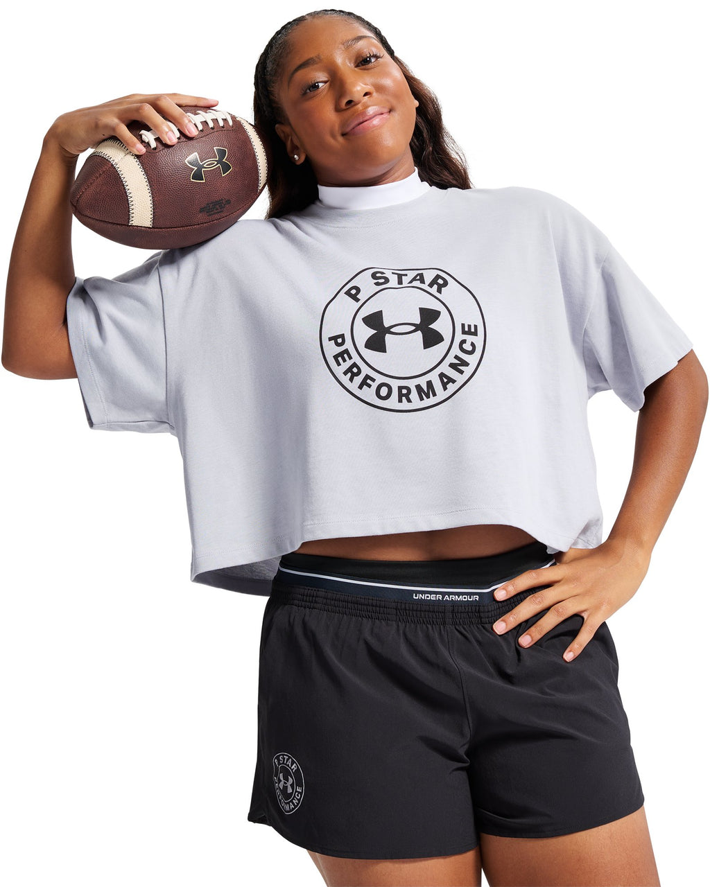 UA x P-Star Performance Women's Oversized Crop T-Shirt - Gray