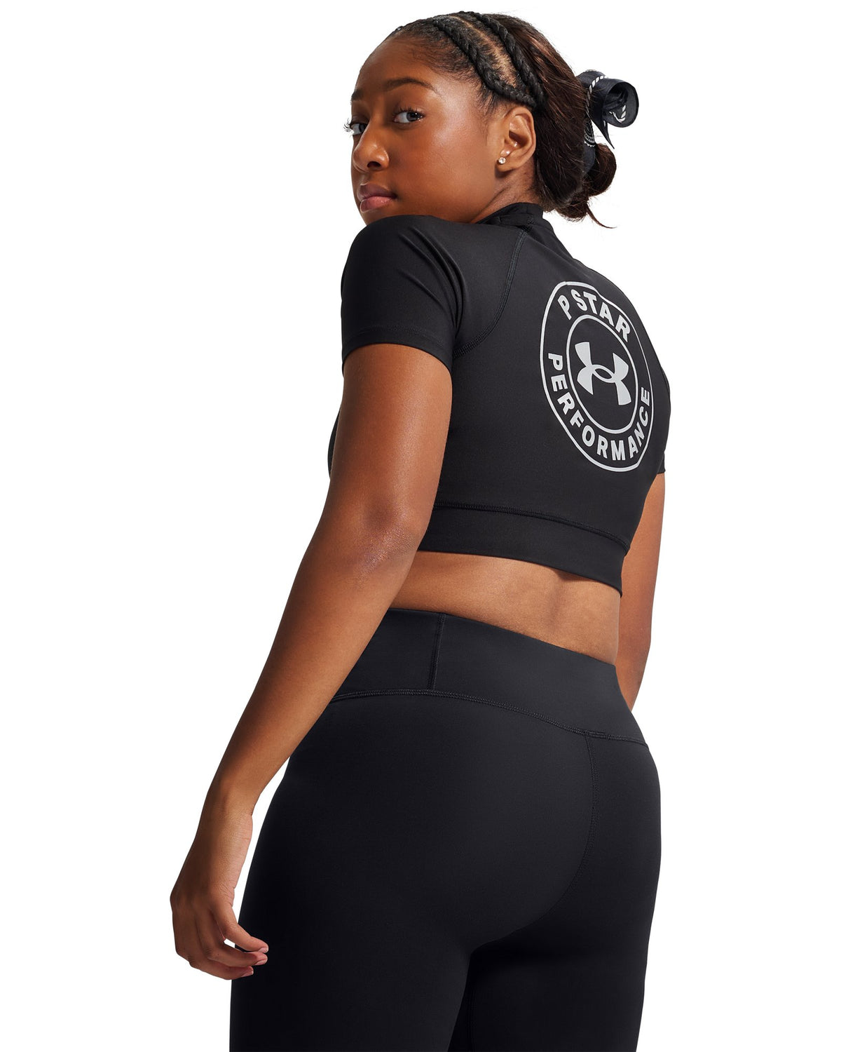 UA x P-Star Performance HeatGear® Women's Crop Mock Short Sleeve - Black