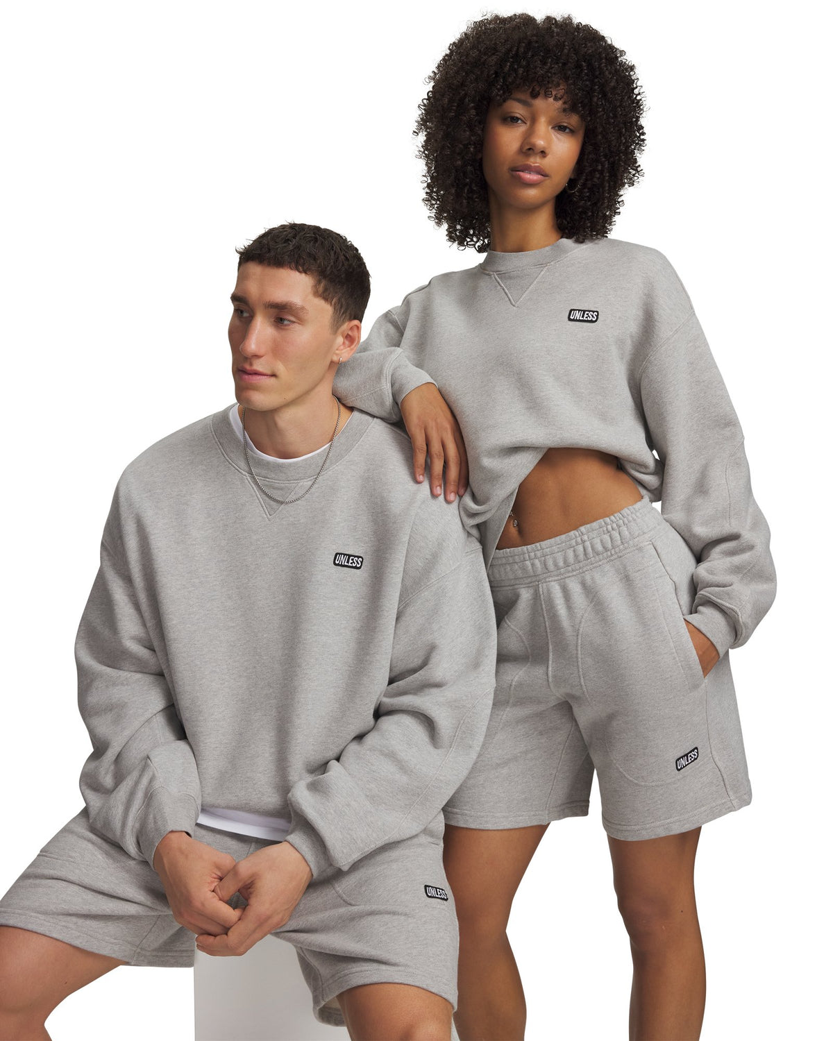 UNLESS Lux Terry Unisex Crew Sweatshirt - Gray