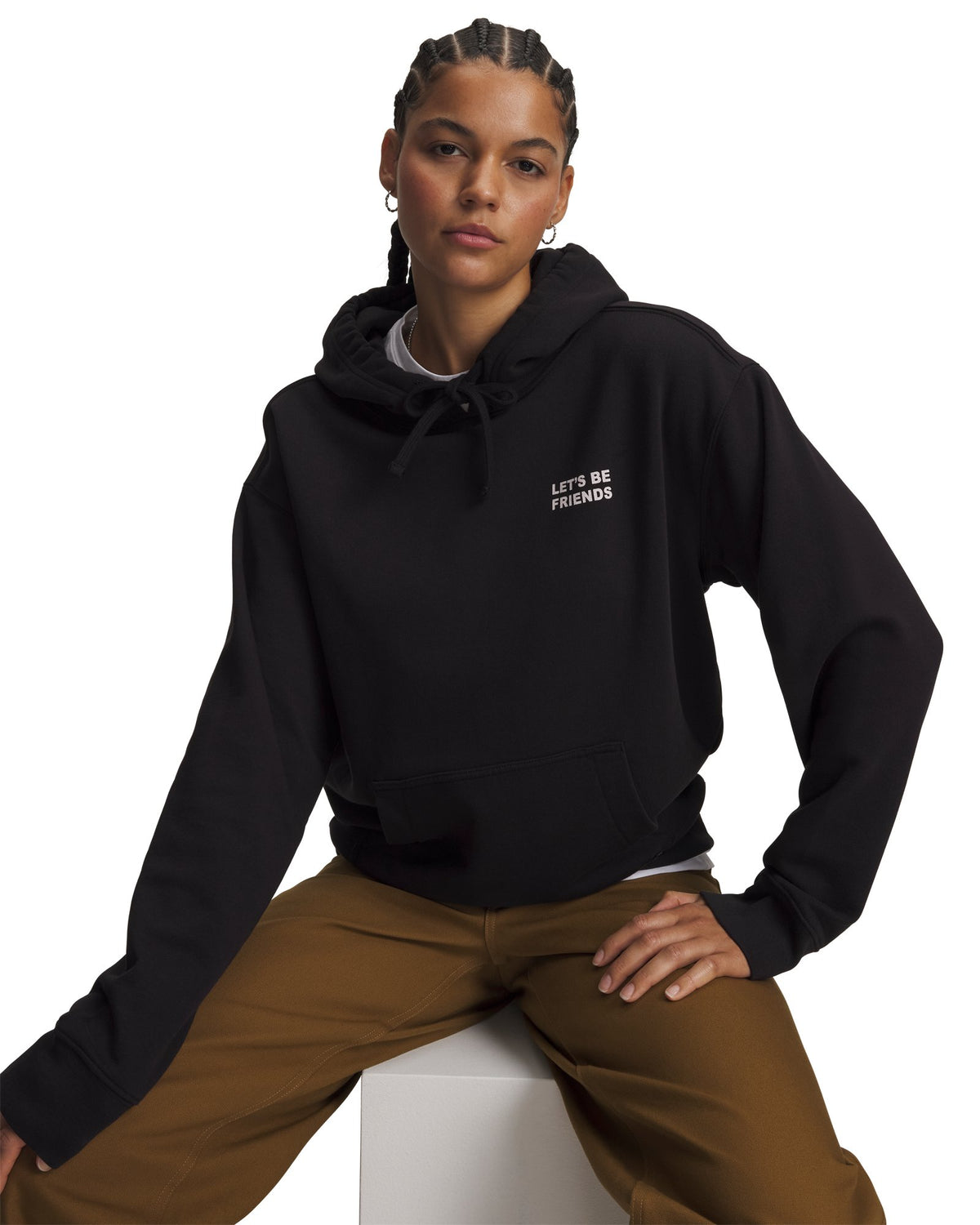 UNLESS Let's Be Friends Graphic Unisex Hoodie - Black