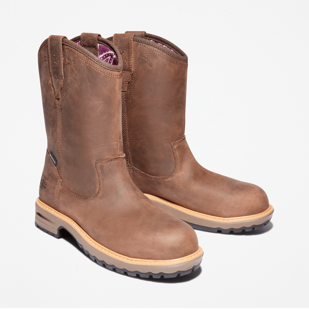 Womens Ashlar Pull On Alloy Toe Waterproof Work Boot TBL Turkish Coffee Brown ALT4