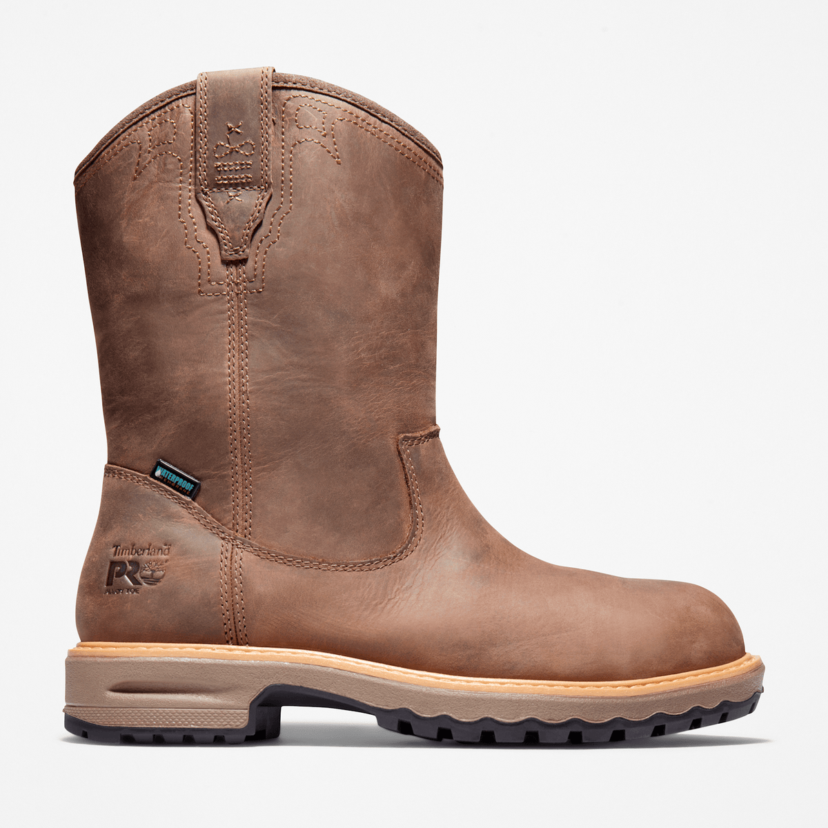 Womens Ashlar Pull On Alloy Toe Waterproof Work Boot TBL Turkish Coffee Brown HERO