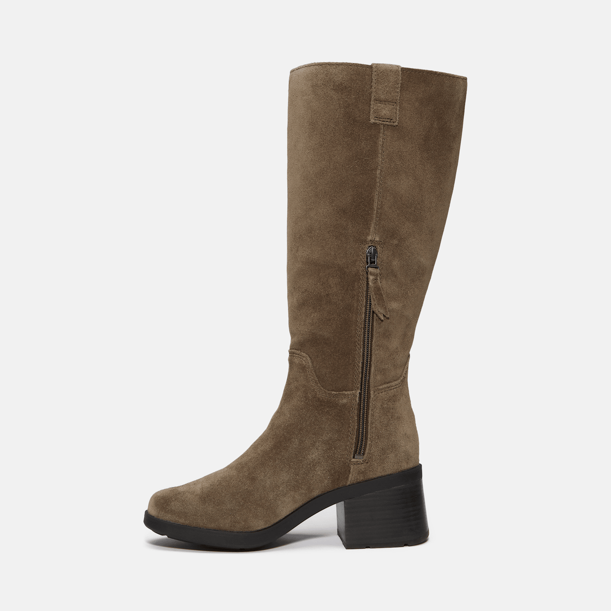 Womens Bellevaux Tall SideZip Boot TBL Dark Brown Suede ALT6