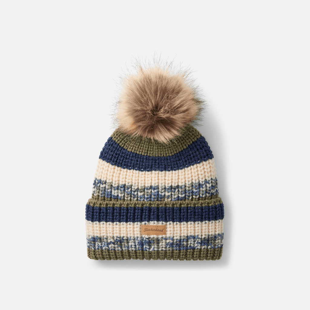 Womens Chunky Knit Pom Beanie TBL Deep Lichen Green HERO