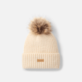 Womens Chunky Knit Pom Beanie TBL White Smoke HERO