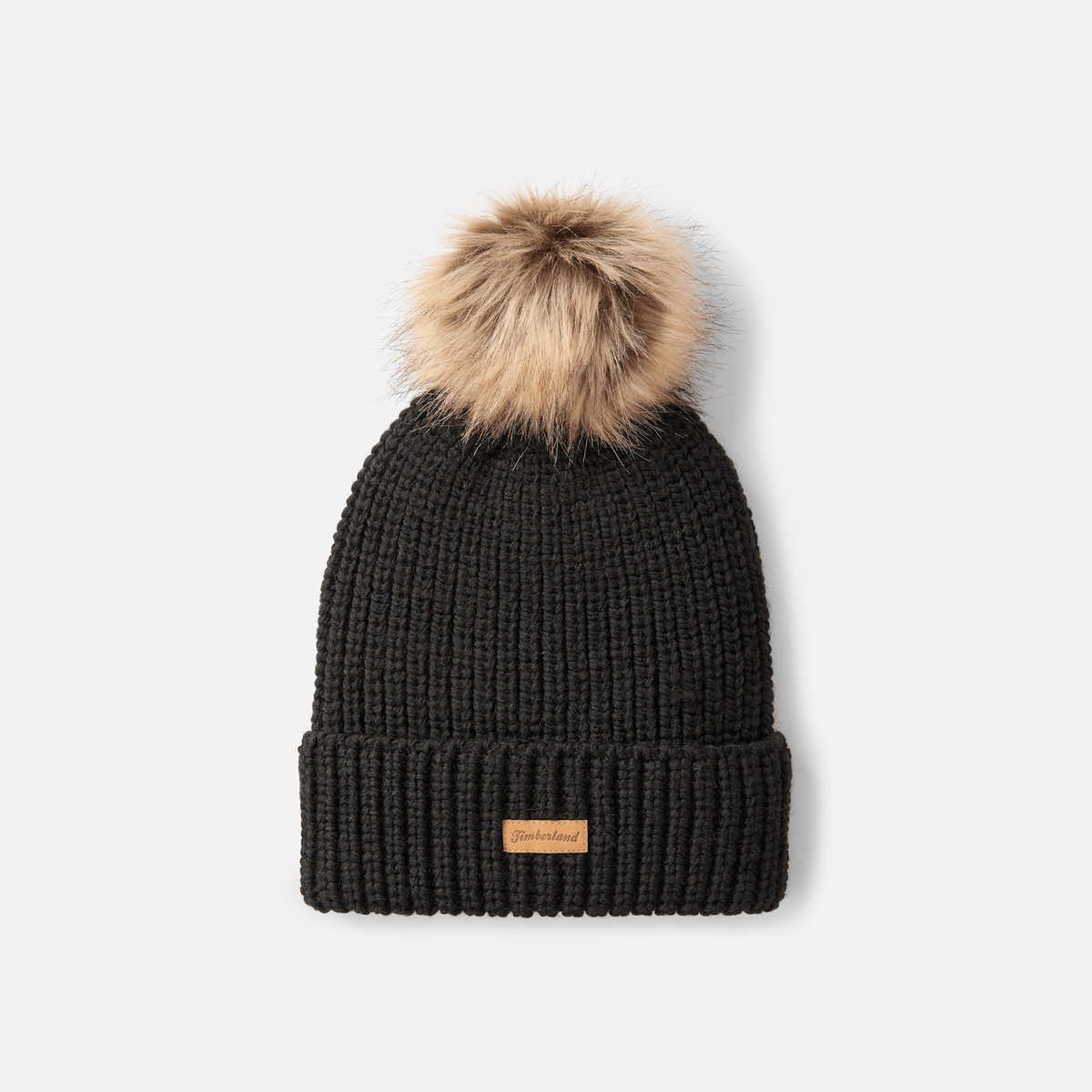 Womens Chunky Knit Pom Beanie TBL Black HERO