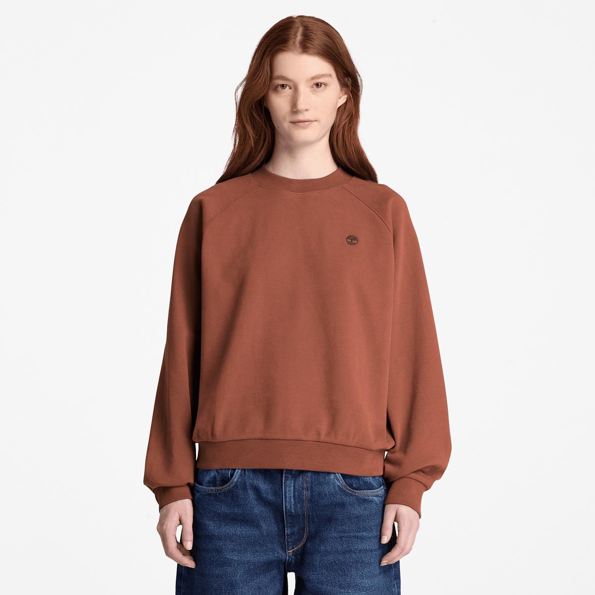 Womens Crafted Crew Sweatshirt TBL Brown ALT1