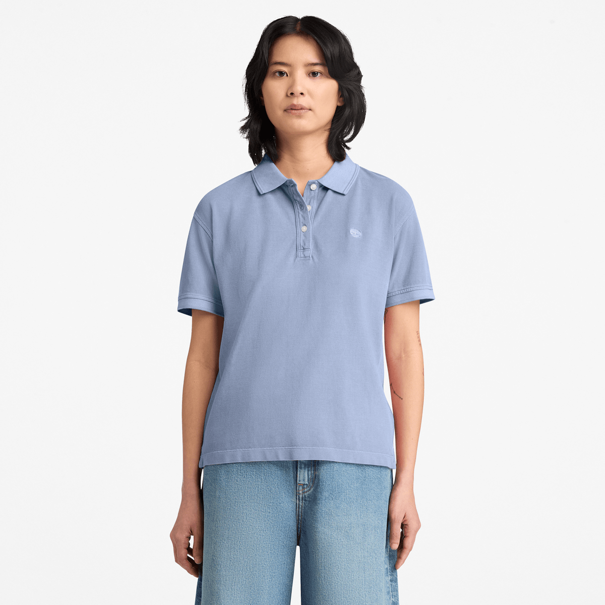 Womens Garment Dyed ShortSleeve Pique Polo TBL Stone Wash ALT1