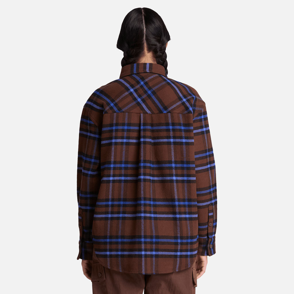 Womens Plaid Overshirt TBL Chicory Coffee Brown ALT8