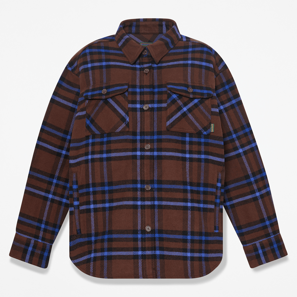 Womens Plaid Overshirt TBL Chicory Coffee Brown HERO