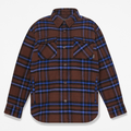 Womens Plaid Overshirt TBL Chicory Coffee Brown HERO