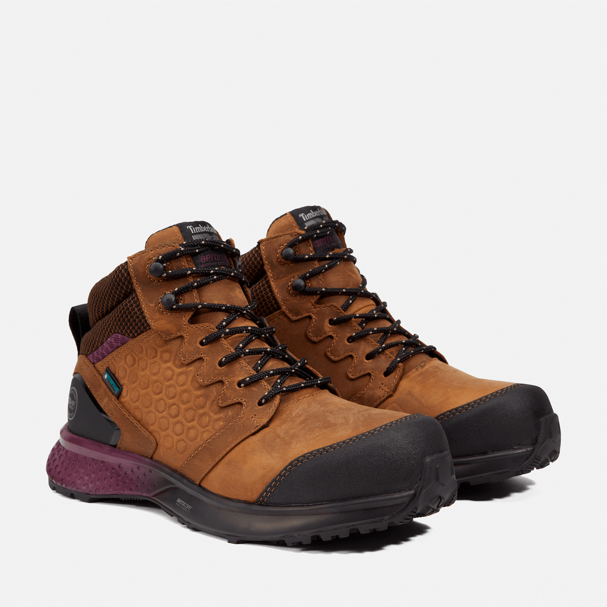 Womens Reaxion Composite Toe Waterproof Work Boot TBL BrownPurple ALT4