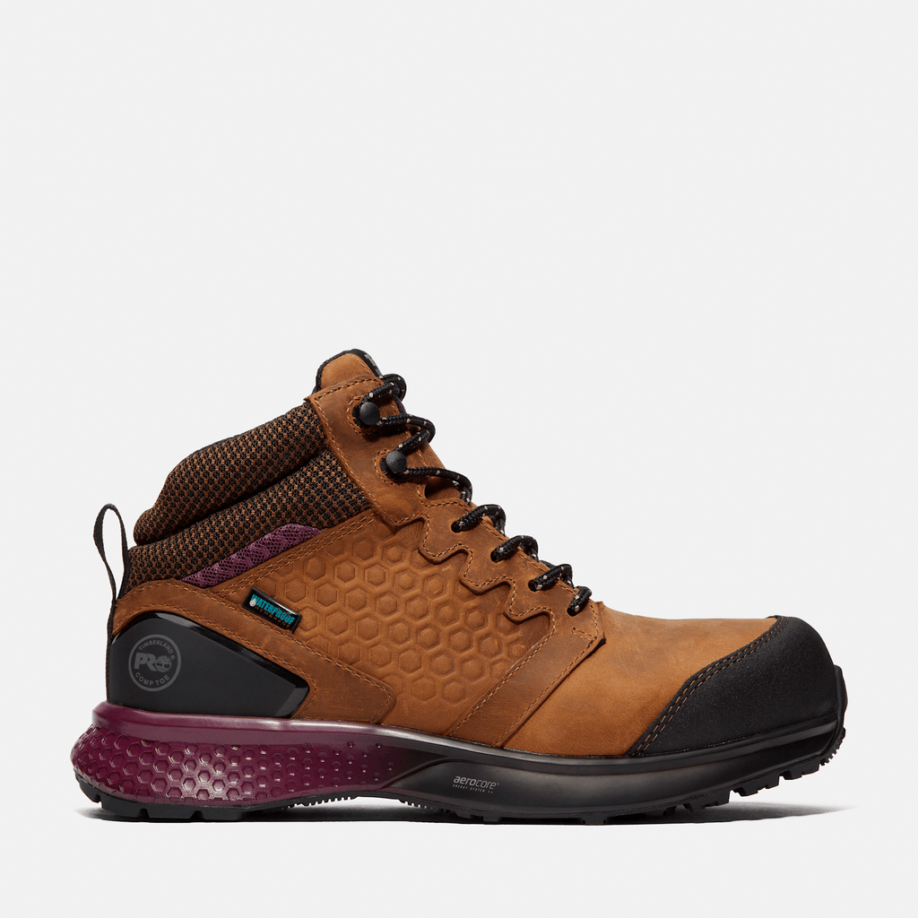 Womens Reaxion Composite Toe Waterproof Work Boot TBL BrownPurple HERO
