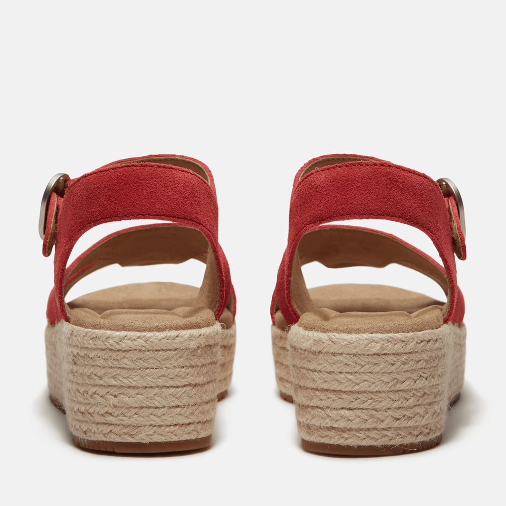Womens Santorini Sun Backstrap Sandal TBL Red Suede ALT5