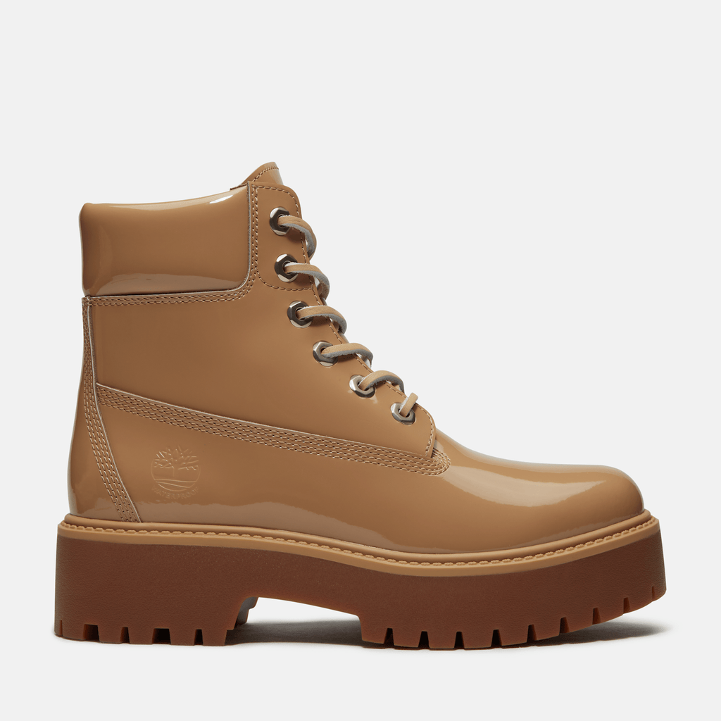 Womens Stone Street 6Inch Waterproof Platform Boot TBL Beige Patent Leather HERO