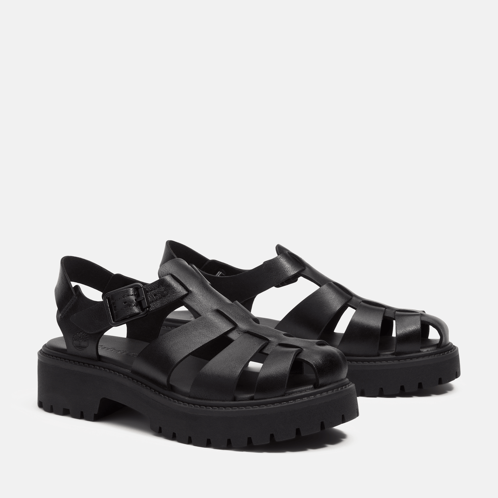 Womens Stone Street Fisherman Platform Sandal TBL Black FullGrain ALT4