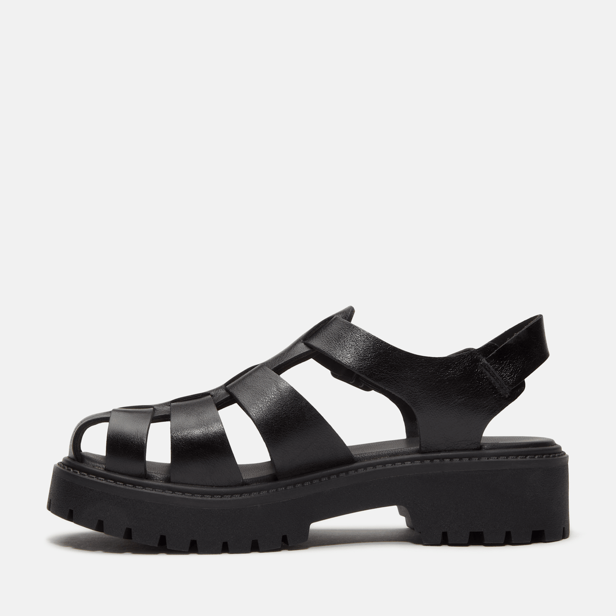 Womens Stone Street Fisherman Platform Sandal TBL Black FullGrain ALT6