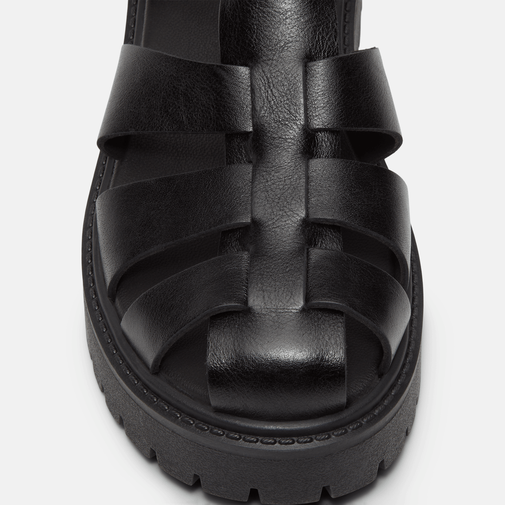 Womens Stone Street Fisherman Platform Sandal TBL Black FullGrain ALT8