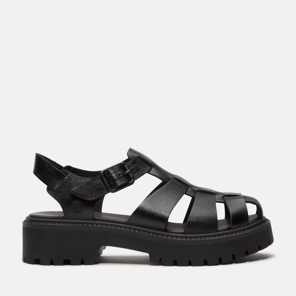 Womens Stone Street Fisherman Platform Sandal TBL Black FullGrain HERO