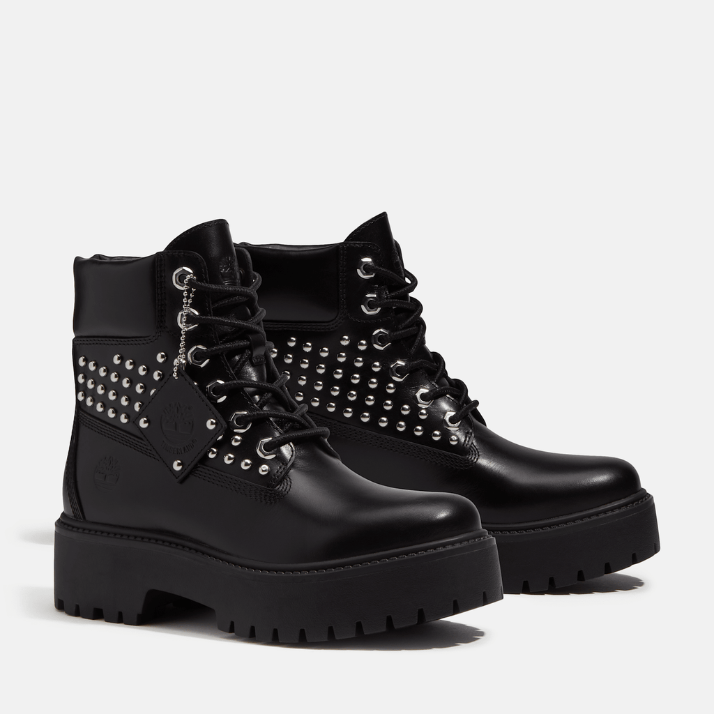Womens Stone Street Platform 6Inch Boot TBL Black FullGrain With Studs ALT4