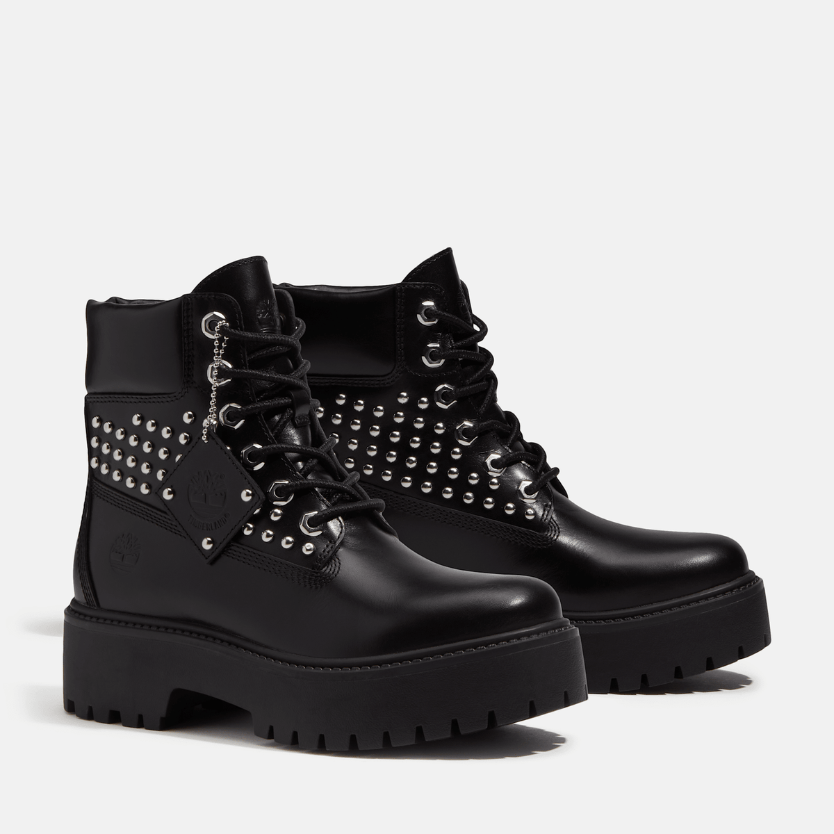 Womens Stone Street Platform 6Inch Boot TBL Black FullGrain With Studs ALT4
