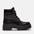 Womens Stone Street Platform 6Inch Boot TBL Black FullGrain With Studs HERO