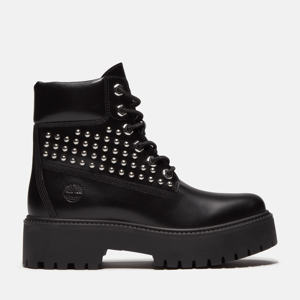 Womens Stone Street Platform 6Inch Boot TBL Black FullGrain With Studs HERO