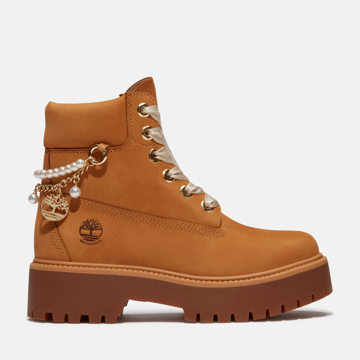 Womens Stone Street Platform 6Inch Waterproof Boot TBL Wheat Nubuck With Charms HERO