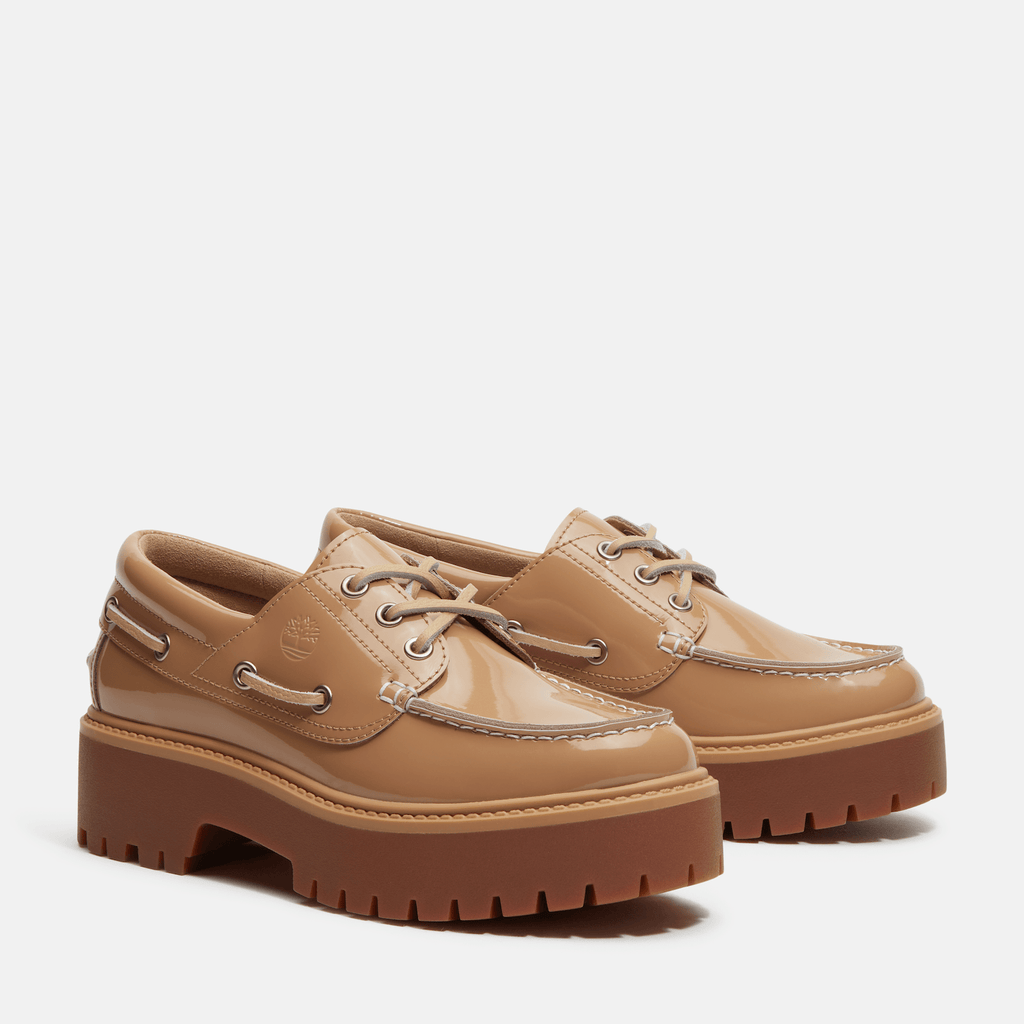 Womens Stone Street Platform Boat Shoe TBL Beige Patent Leather ALT4