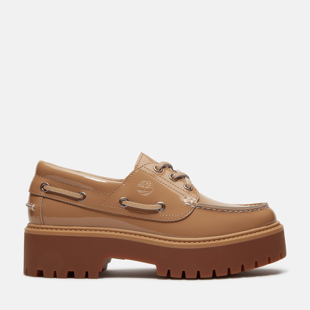Womens Stone Street Platform Boat Shoe TBL Beige Patent Leather HERO