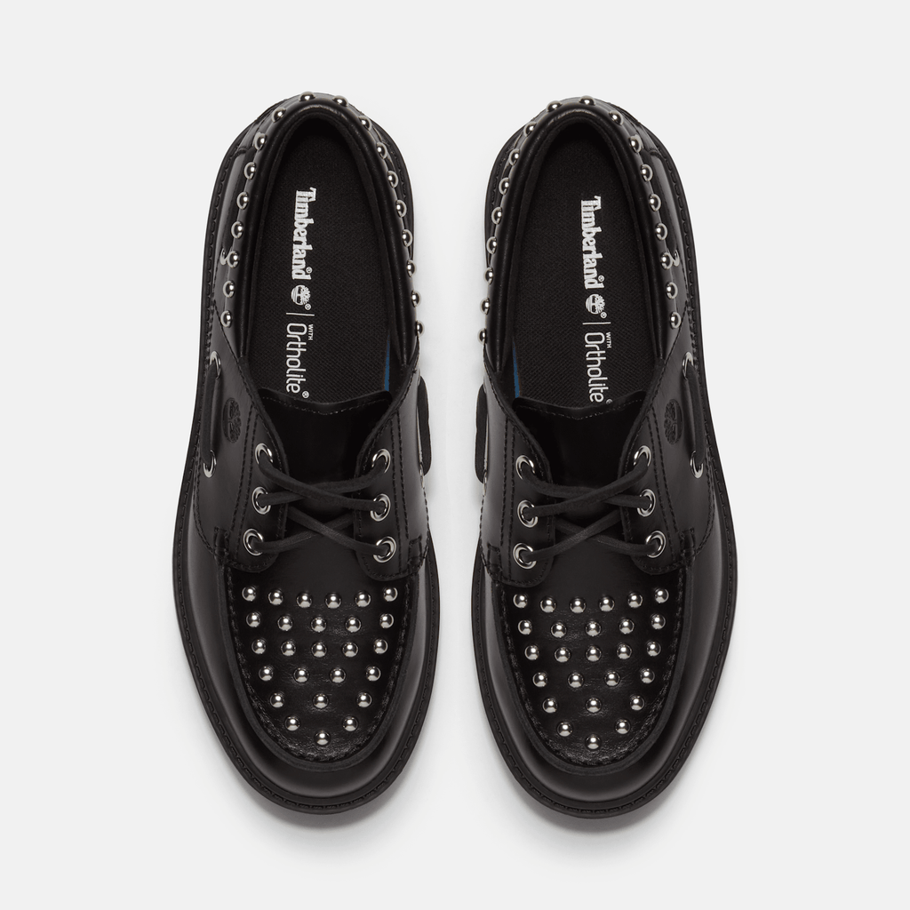 Womens Stone Street Platform Boat Shoe TBL Black FullGrain ALT2