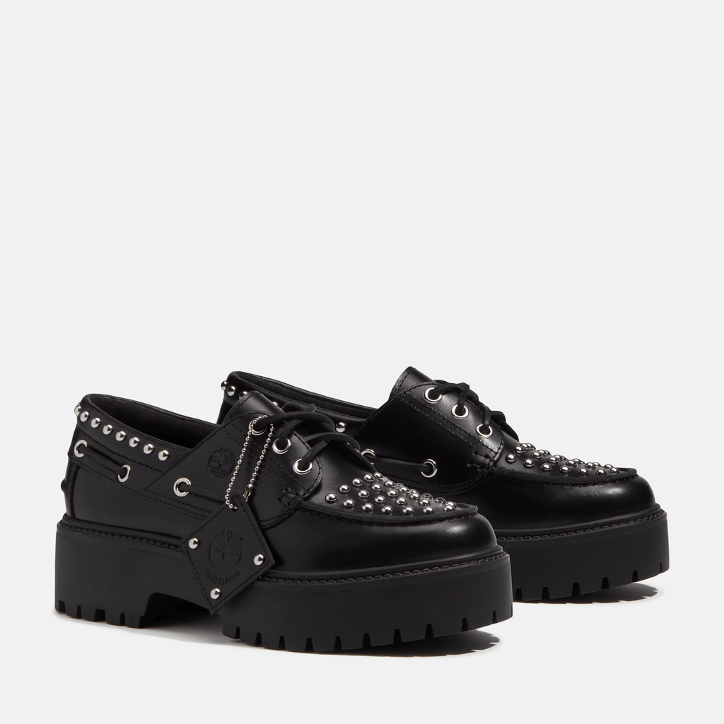 Womens Stone Street Platform Boat Shoe TBL Black FullGrain ALT4