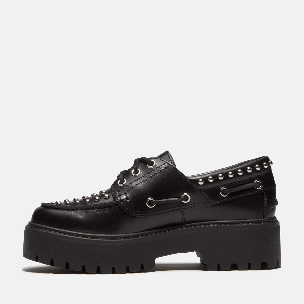 Womens Stone Street Platform Boat Shoe TBL Black FullGrain ALT6