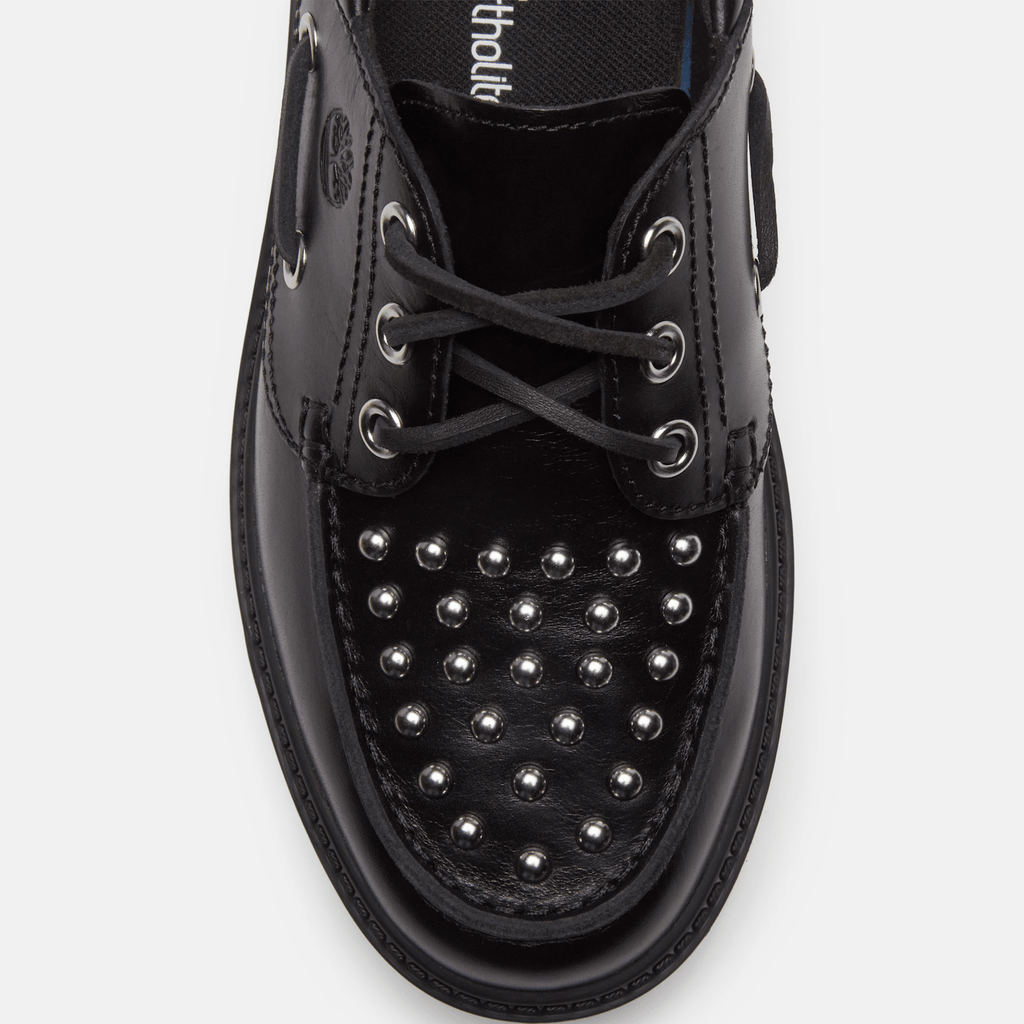 Womens Stone Street Platform Boat Shoe TBL Black FullGrain ALT7