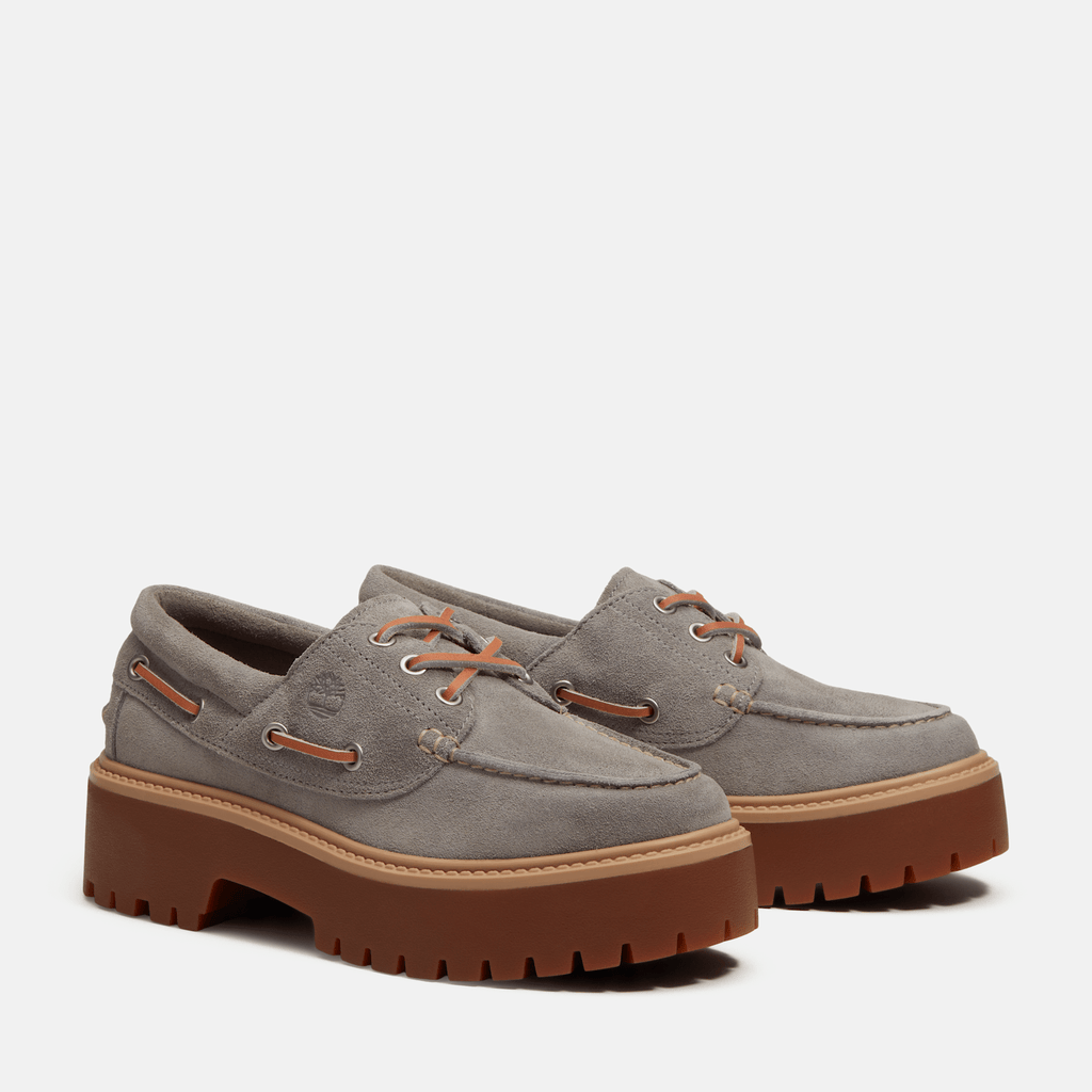 Womens Stone Street Platform Boat Shoe TBL Medium Grey Suede ALT4