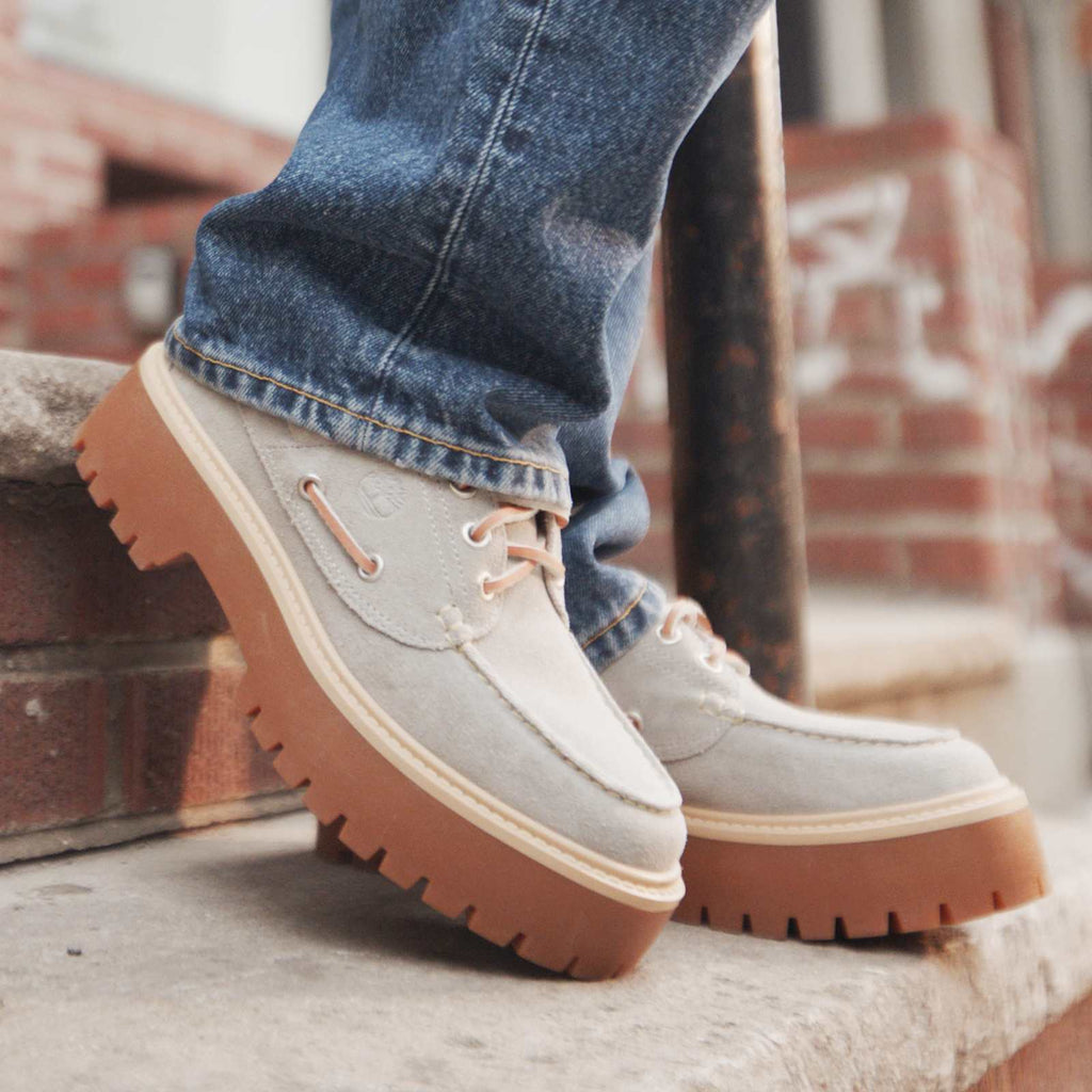 Womens Stone Street Platform Boat Shoe TBL Medium Grey Suede ALTA