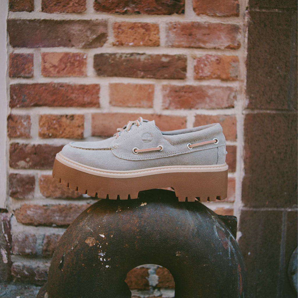 Womens Stone Street Platform Boat Shoe TBL Medium Grey Suede ALTB