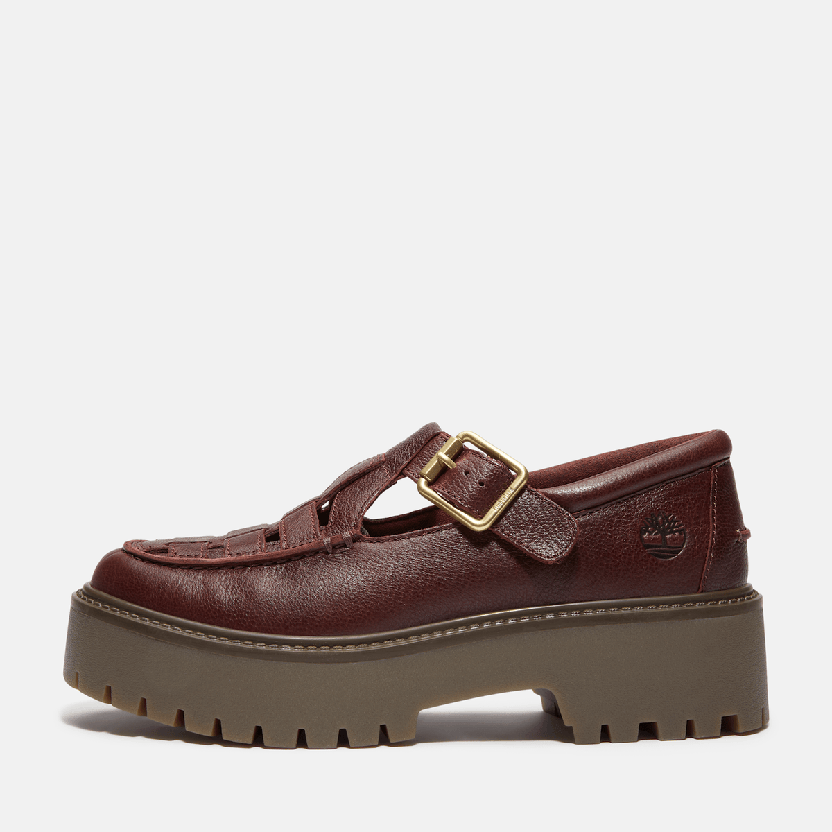 Womens Stone Street Platform Buckle Shoe TBL Burgundy FullGrain ALT8