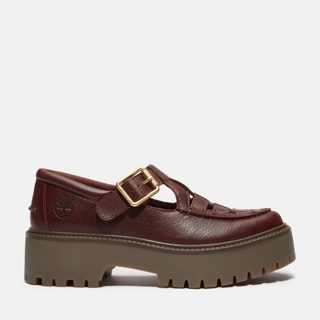 Womens Stone Street Platform Buckle Shoe TBL Burgundy FullGrain HERO