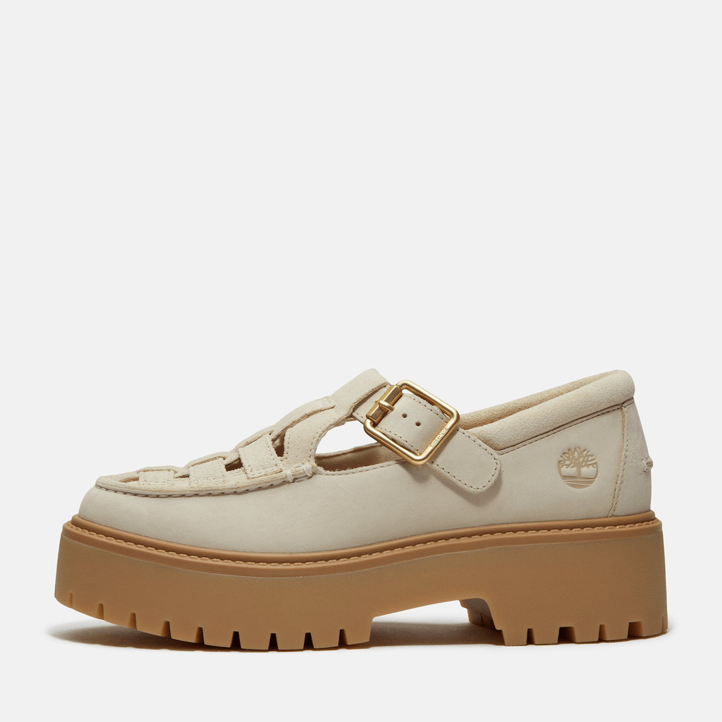 Womens Stone Street Platform Buckle Shoe TBL Light Beige Suede ALT10
