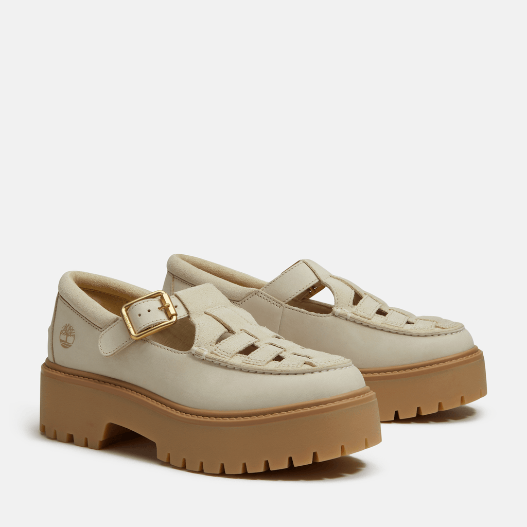 Womens Stone Street Platform Buckle Shoe TBL Light Beige Suede ALT4