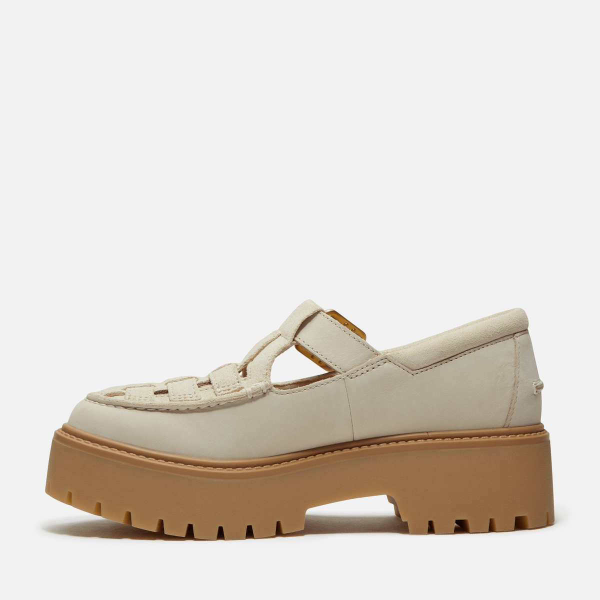 Womens Stone Street Platform Buckle Shoe TBL Light Beige Suede ALT6