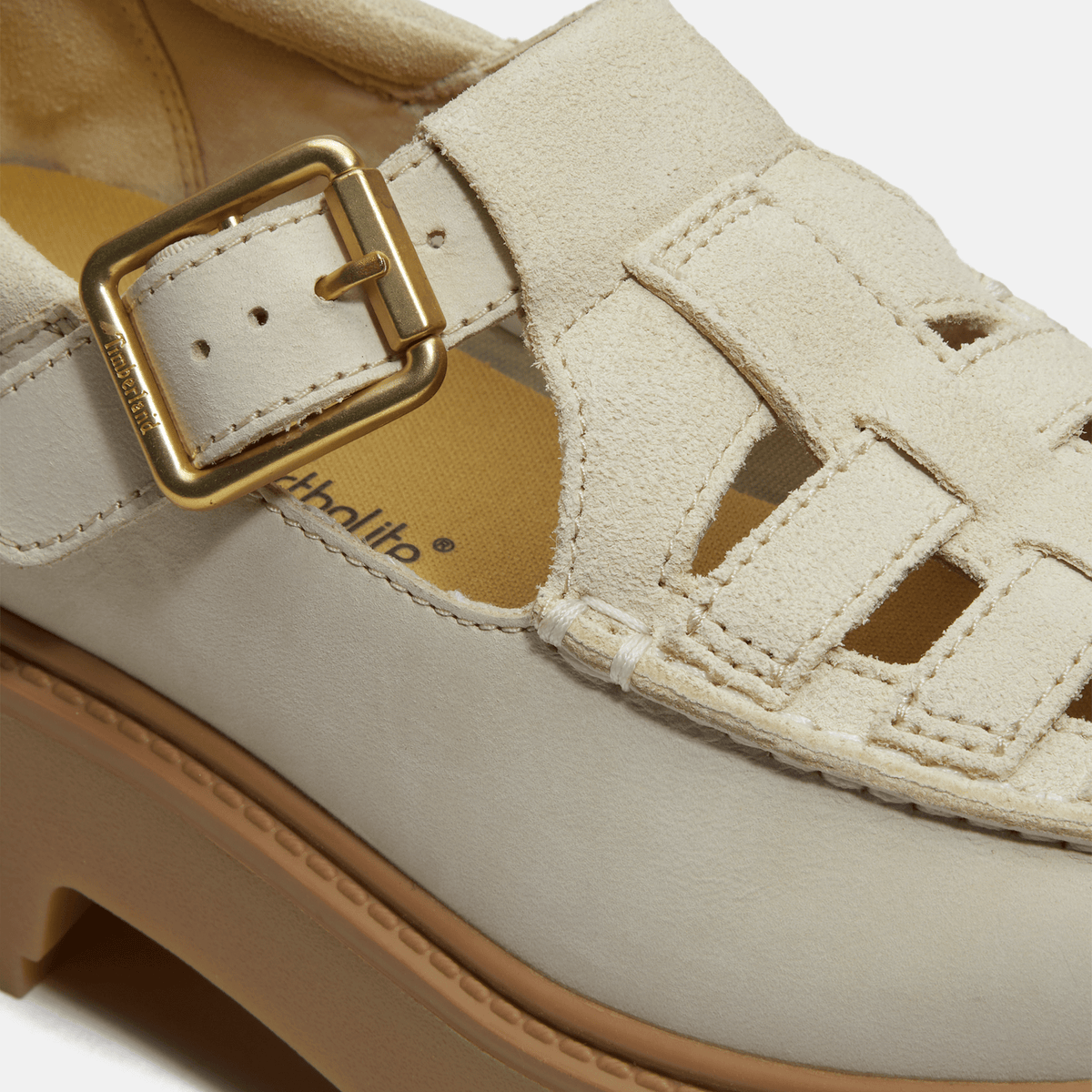 Womens Stone Street Platform Buckle Shoe TBL Light Beige Suede ALT7
