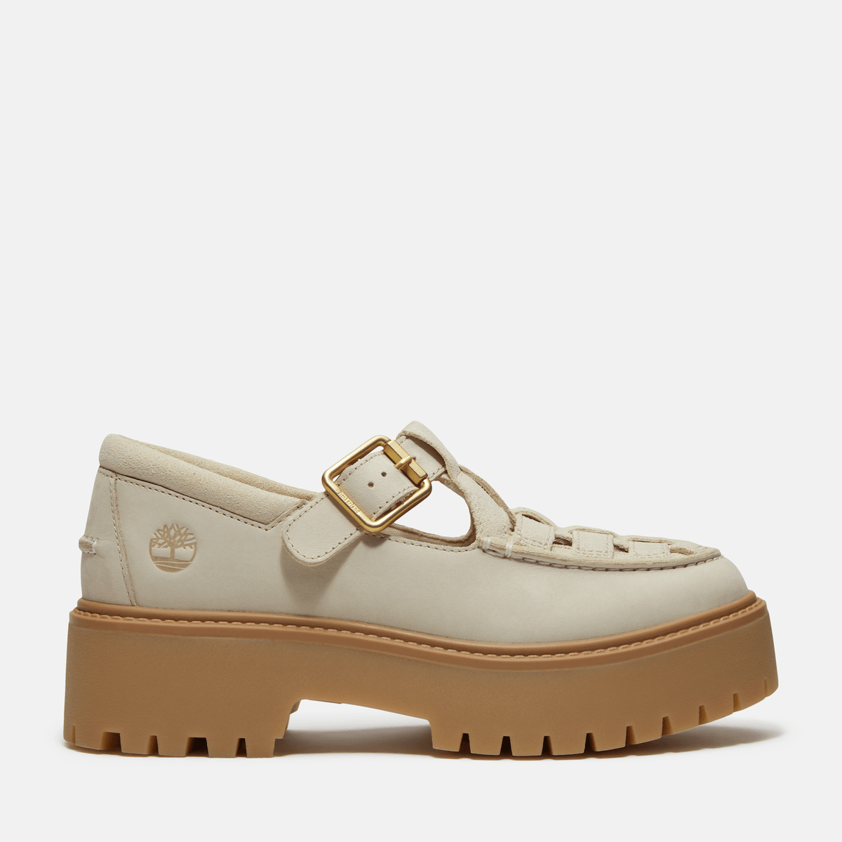 Womens Stone Street Platform Buckle Shoe TBL Light Beige Suede HERO