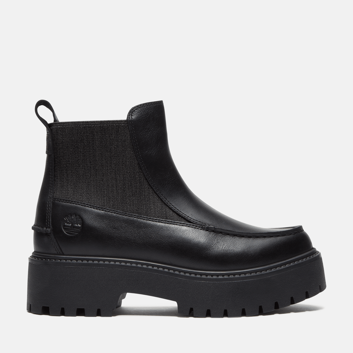 Womens Stone Street Platform Chelsea Boot TBL Black FullGrain HERO