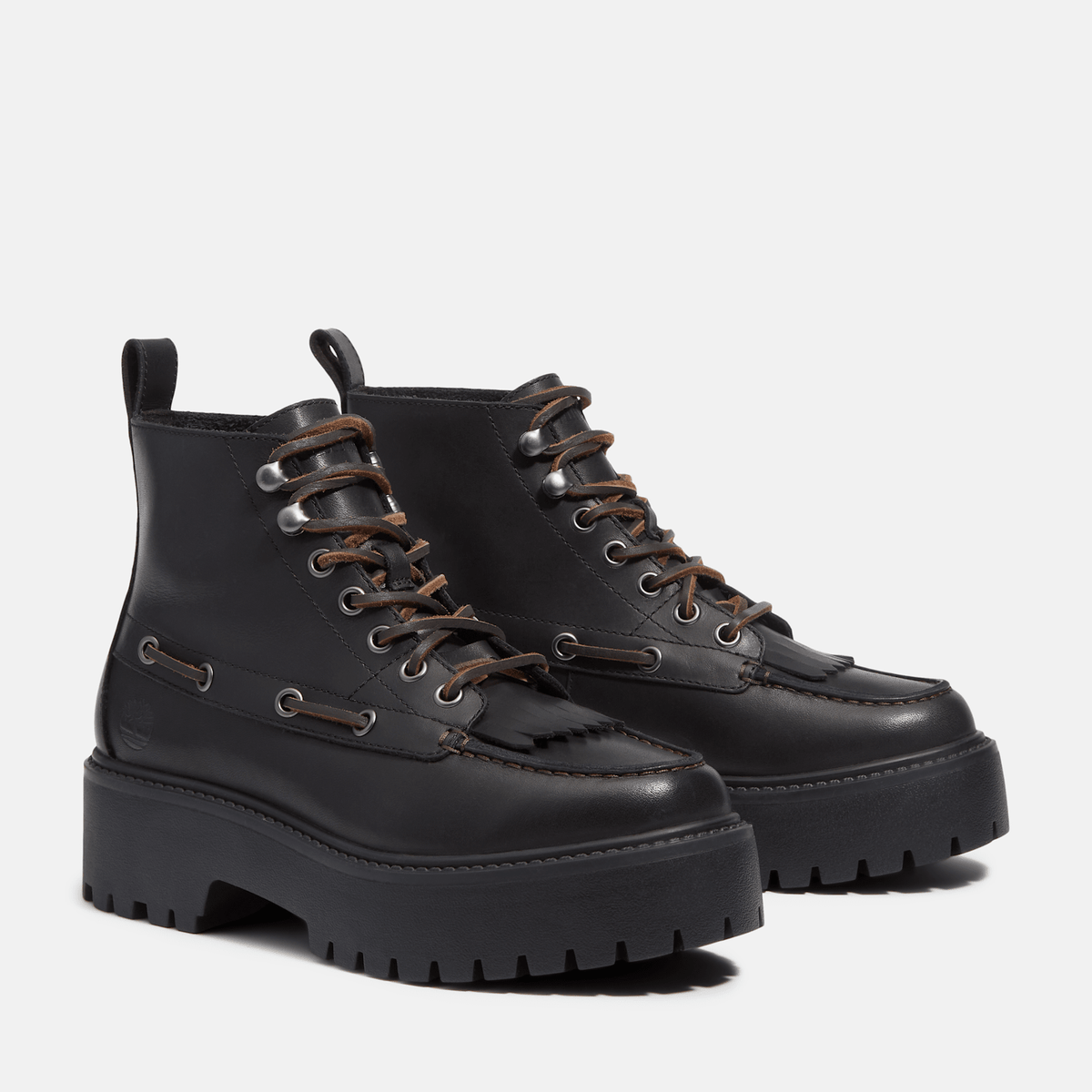Womens Stone Street Platform Kiltie Boot TBL Black FullGrain ALT4