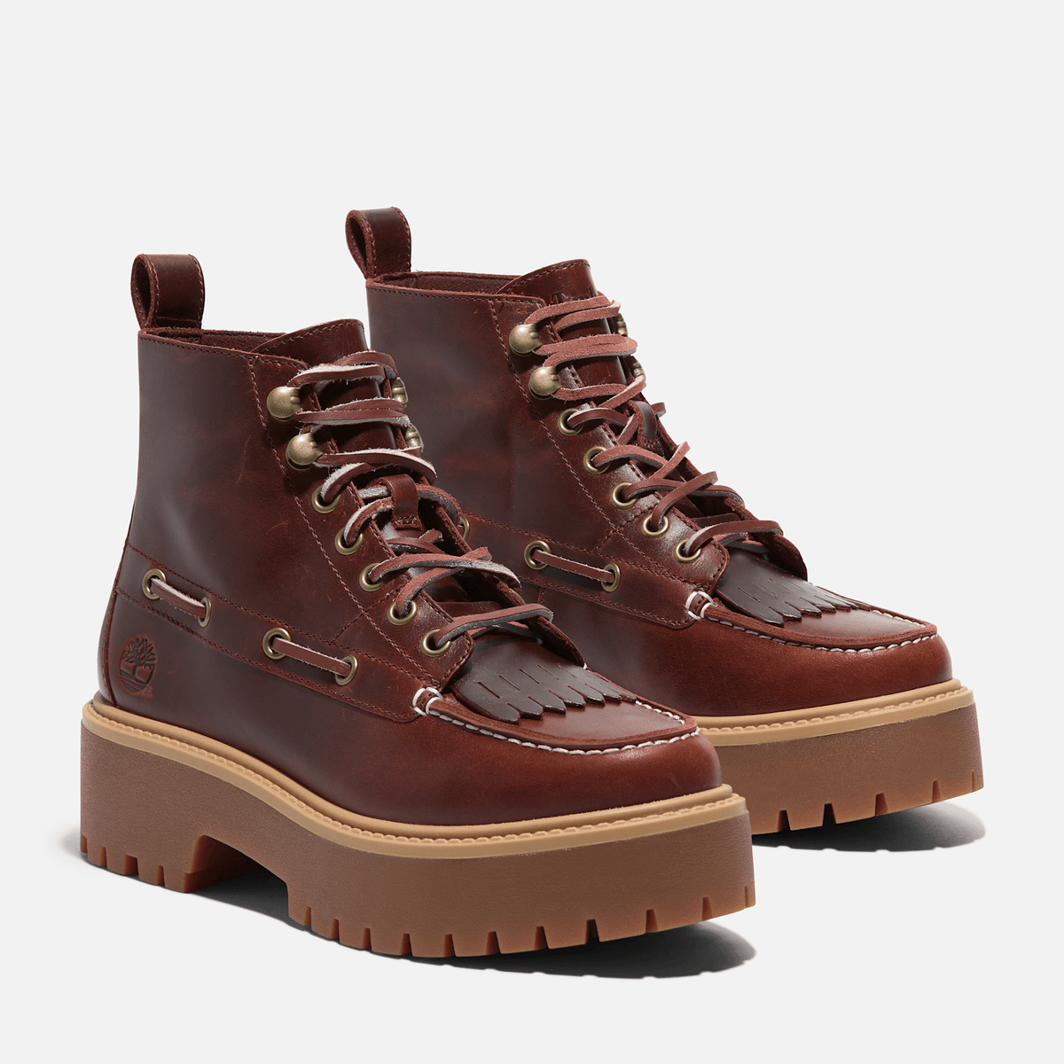 Womens Stone Street Platform Kiltie Boot TBL Root Beer FullGrain ALT4