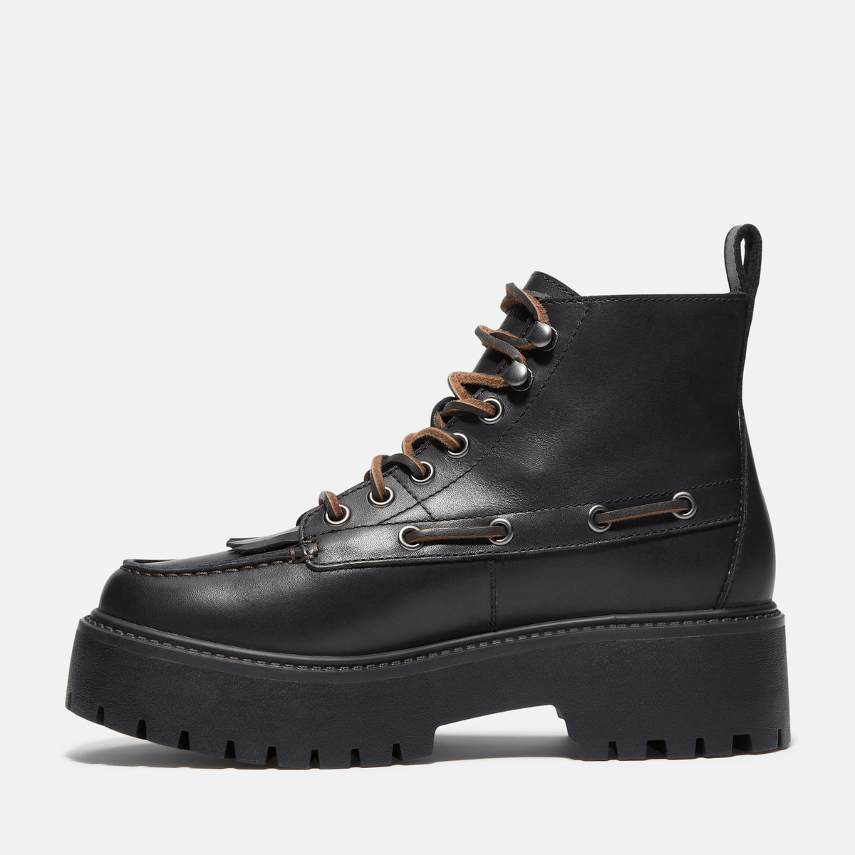 Womens Stone Street Platform Kiltie Boot TBL Black FullGrain ALT6