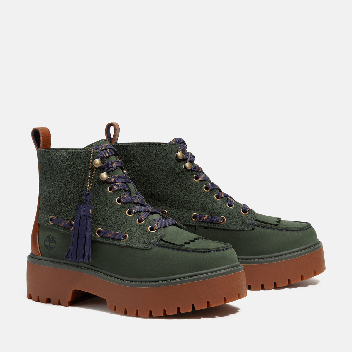 Womens Stone Street Platform Kiltie Boot TBL Dark Green NubuckDark Green ALT4